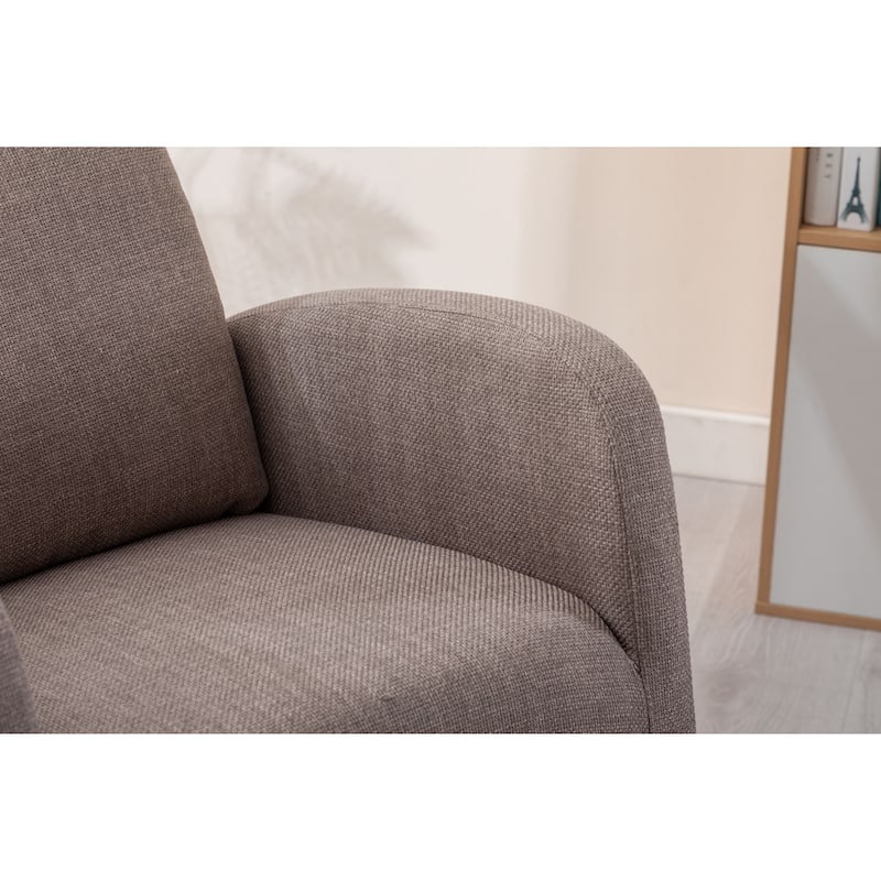Modern 27" Upholstered Rocking Chair with Wood Legs and Side Pocket