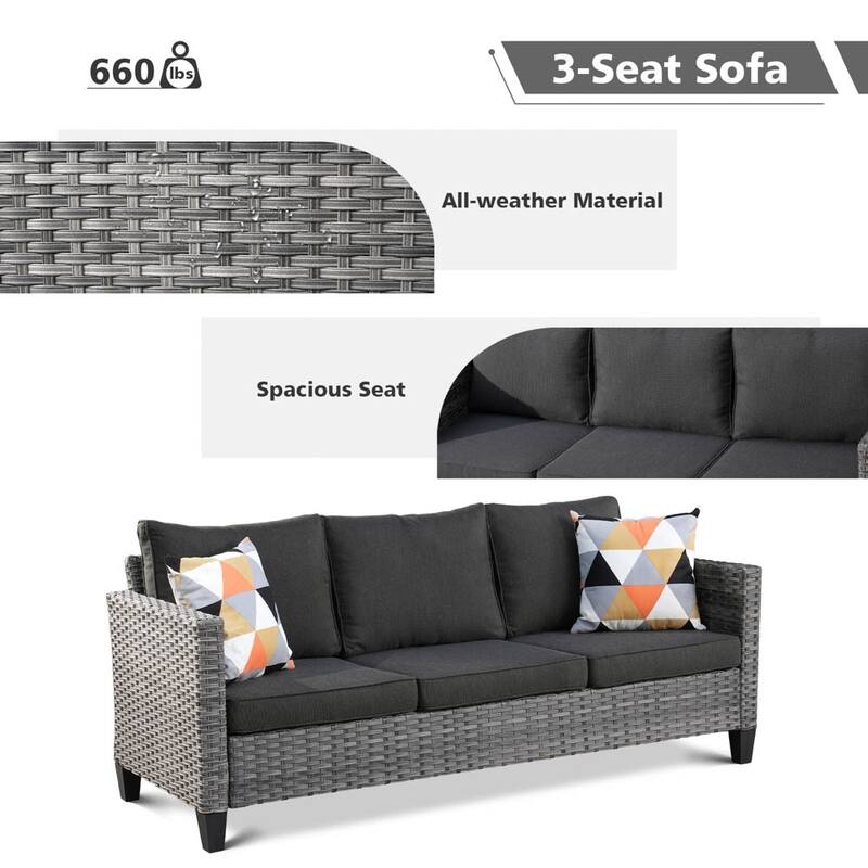 OVIOS 6-piece Patio Wicker Conversation Sofa Set with Swivel Rocking Chairs