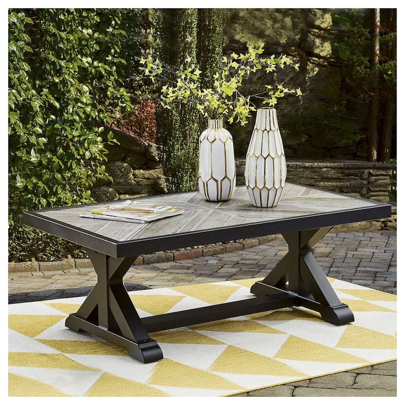Signature Design by Ashley Beachcroft Outdoor Coffee Table - Black/Light Gray