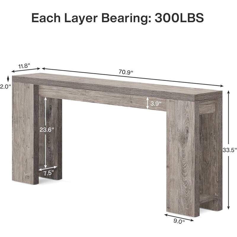 70.9" Farmhouse Extra Long Console Table with Storage for Living Room