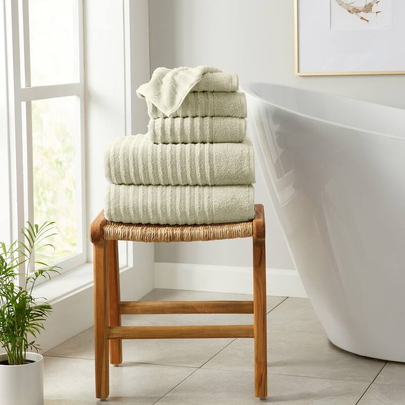 Linery & Co. Combed Cotton Bath Towel Set - 6 Piece Set - Sage Green