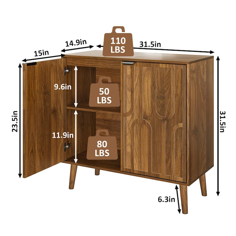 Farmhouse Buffet Sideboard with 2 Doors and Adjustable Shelves
