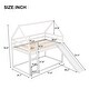 preview thumbnail 5 of 25, Distinctive Twin over Twin Low House Bunk Kids Bed with Slide,Roof,Ladder,Guardrail and House-shaped Frame