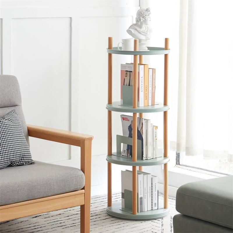 4 Tier 360° Rotating Bookshelf, Compact Design, Standing Shelf