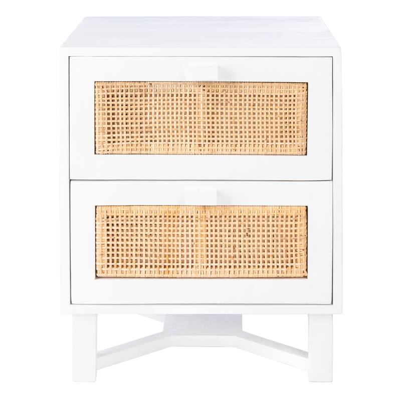 SAFAVIEH Dayana 2-Drawer Rattan Accent Table Nightstand