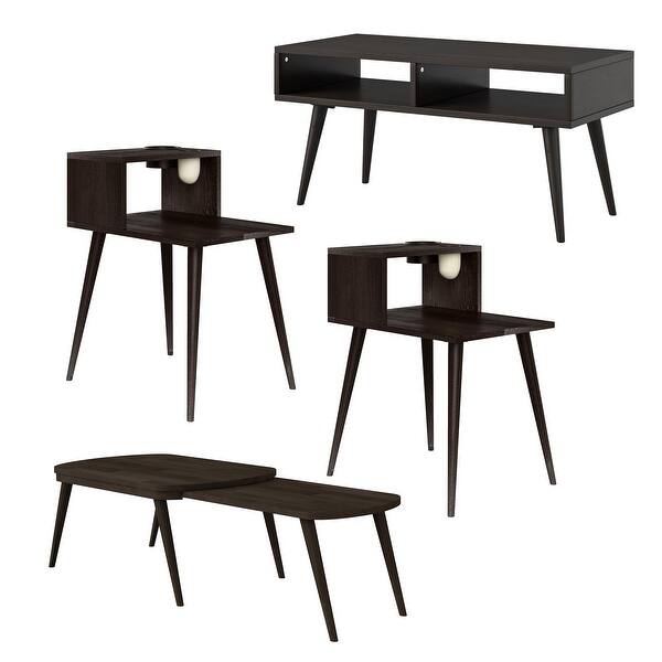 slide 45 of 79, Carson Carrington Shorewood 4-piece Mid Century Modern Rectangular End Tables, Nesting Cocktail Table and TV Stand Dark Brown