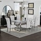 preview thumbnail 50 of 193, 65 inch Faux Marble Dining Table Set with Boucle Dining Chairs Silver - Table with 6 Chairs