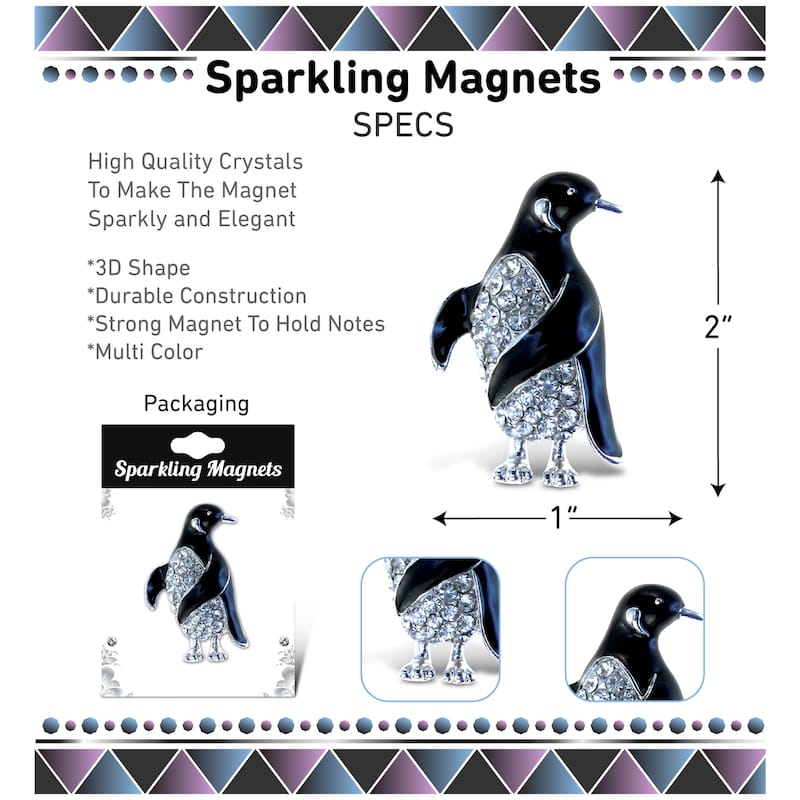 CoTa Global Penguin Sparkling Refrigerator Magnet with Crystalst - 2 Inches