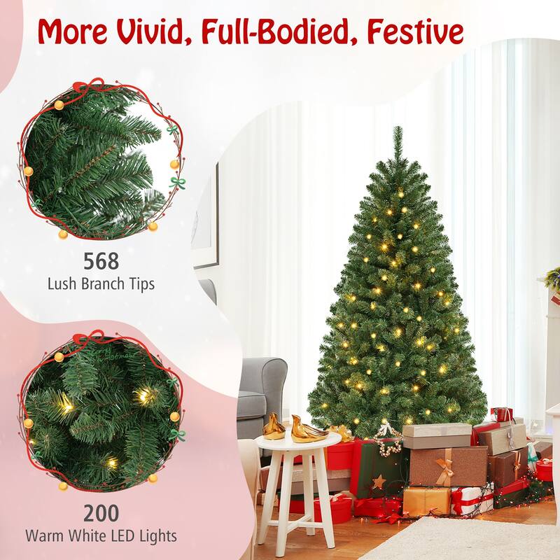 Gymax 6/7/8 FT Christmas Tree w/568/830/1182 PVC Branch Tips - See Details