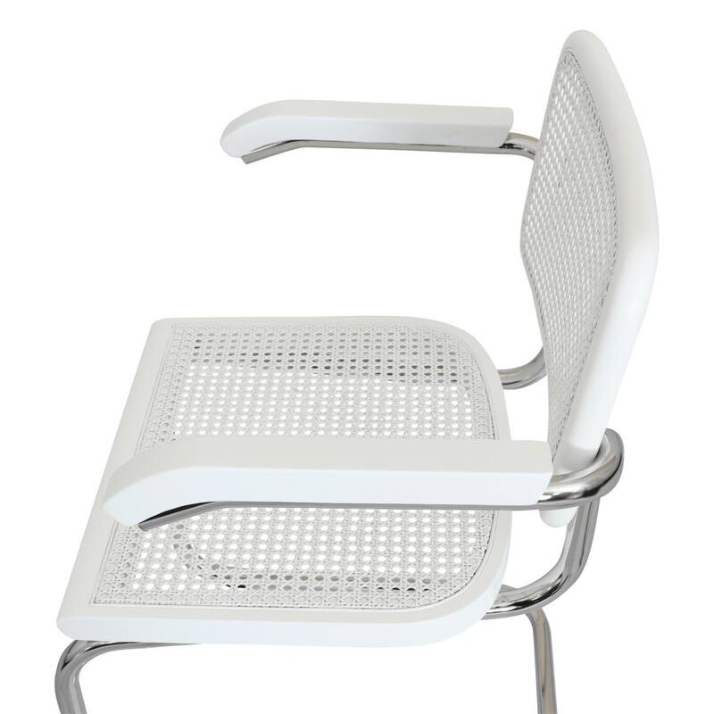 Breuer Chair Company Marcel Breuer Cesca Cane Cantilever Armchair Arm Chair w/ Chrome Steel Frame (Various Wood & Cane Colors)