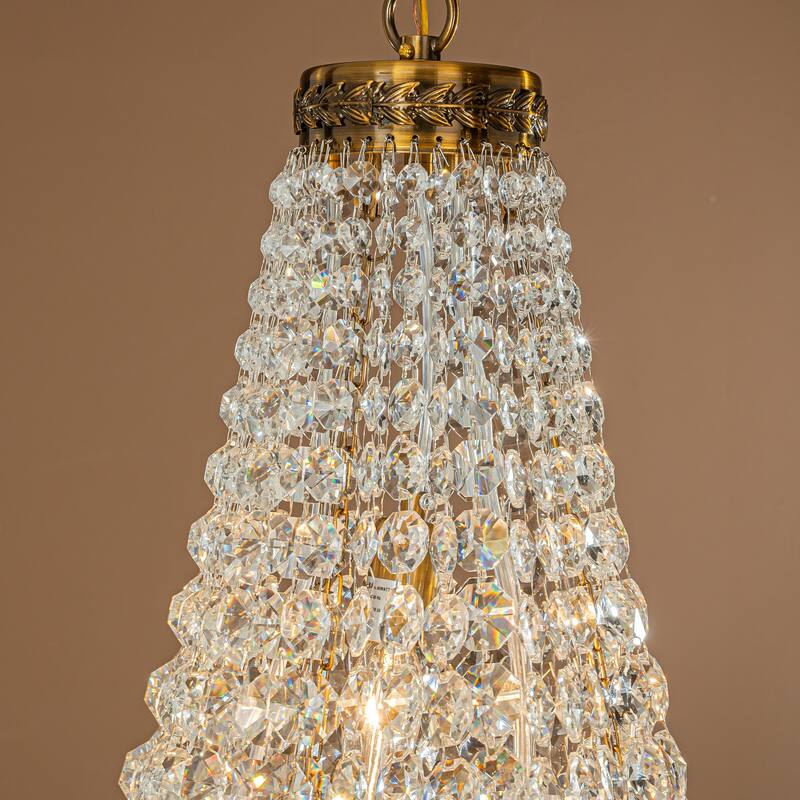 4-Light Vintage And Glam Basket Crystal Chandelier in Antique Gold