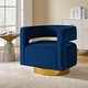 preview thumbnail 2 of 12, Carisa Modern Upholstered Swivel Comfy Open-Back Barrel Chair with Golden Base by HULALA HOME