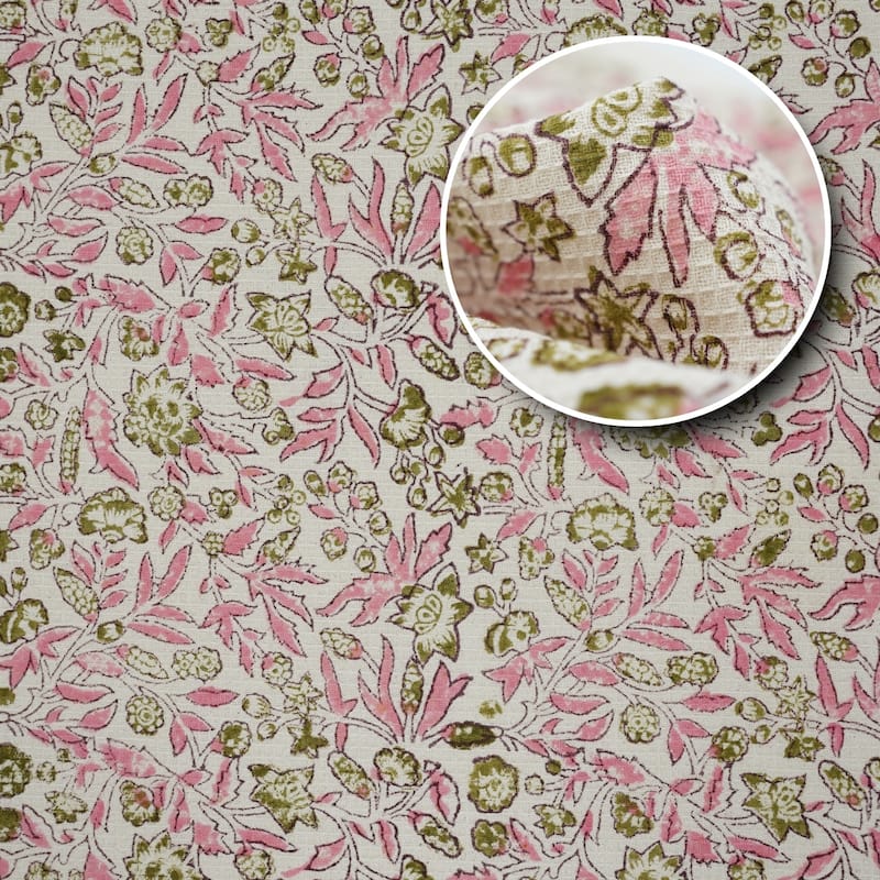 Fabdivine Handmade Floral Block Print Kitchen or Bath Room Hand Towels Home or Office Accent