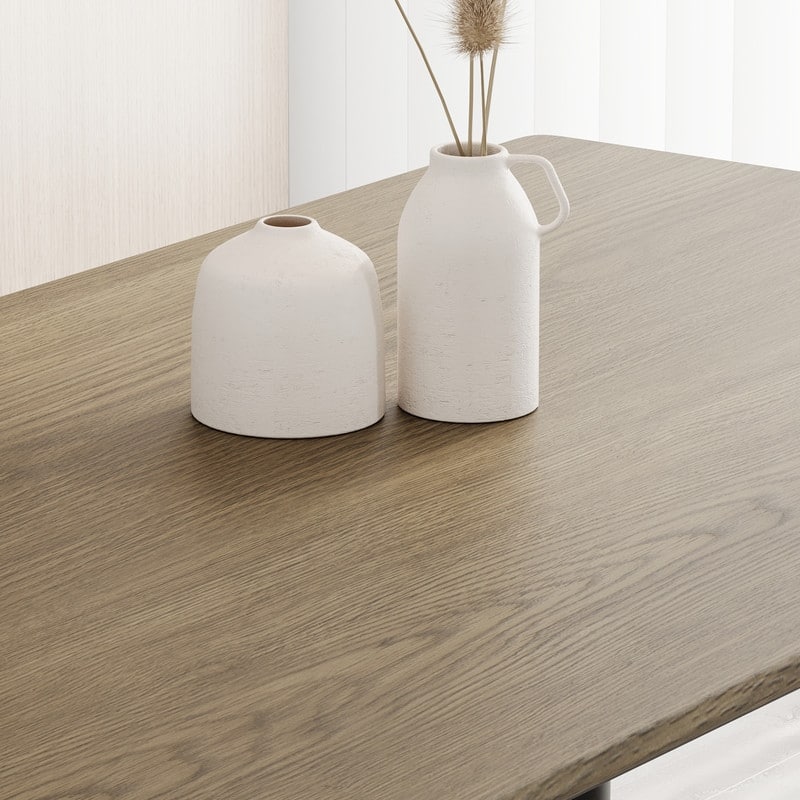 Modern Minimalist Dining Table with Black Metal Legs - Seats 6
