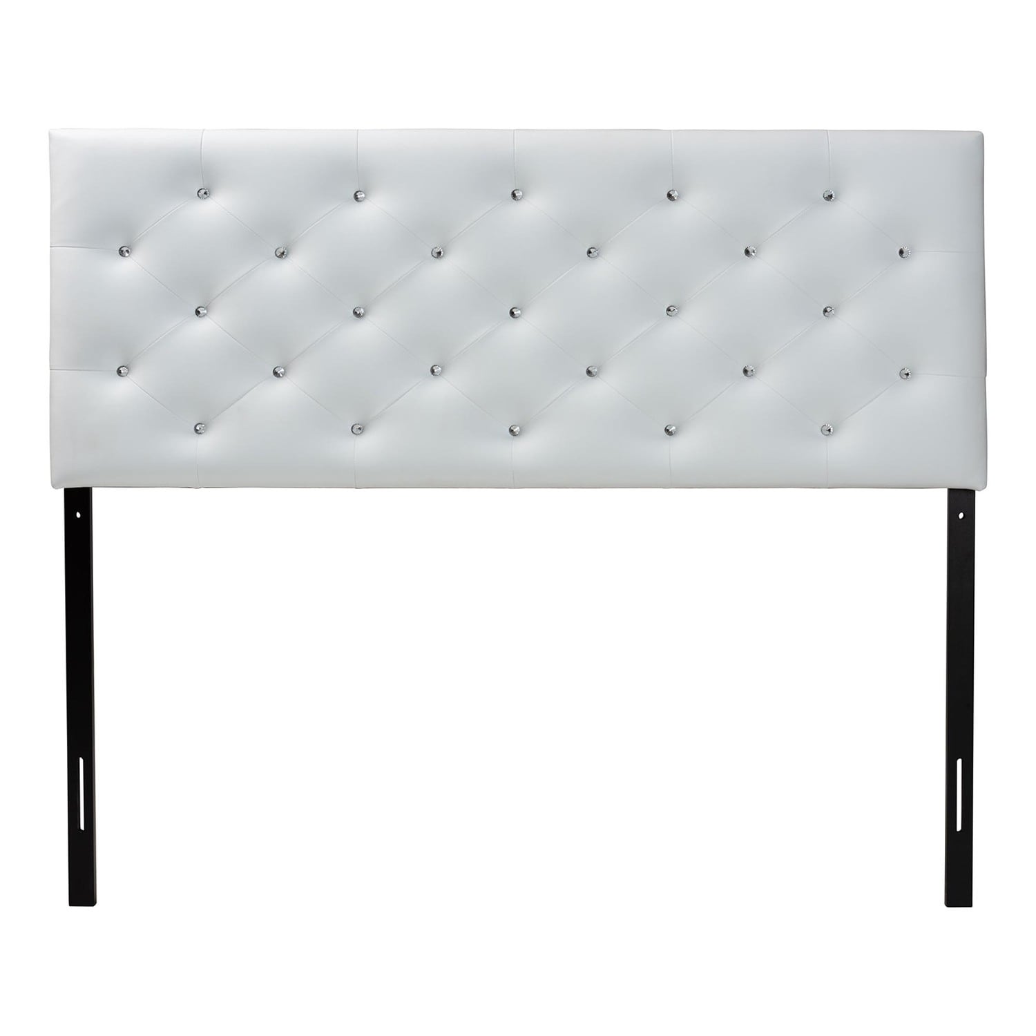 Modern Upholstered Button-Tufted Headboard with Faux Crystal Buttons, Adjustable Height and Hardwood Frame