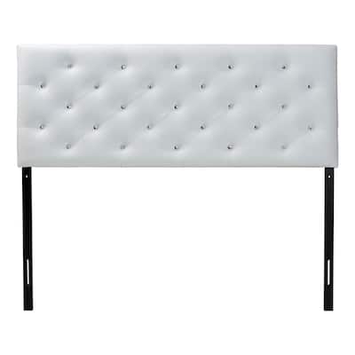 Modern Upholstered Button-Tufted Headboard with Faux Crystal Buttons, Adjustable Height and Hardwood Frame