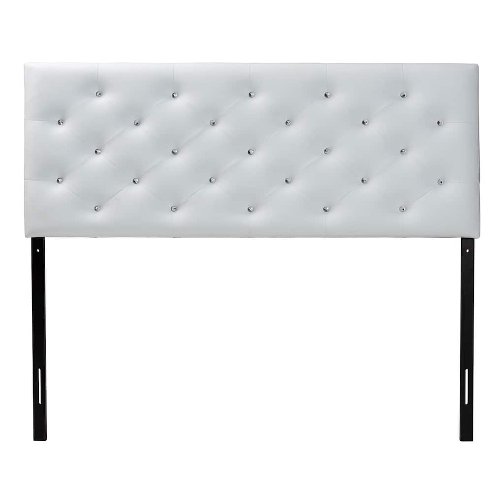 Modern Upholstered Button-Tufted Headboard with Faux Crystal Buttons, Adjustable Height and Hardwood Frame