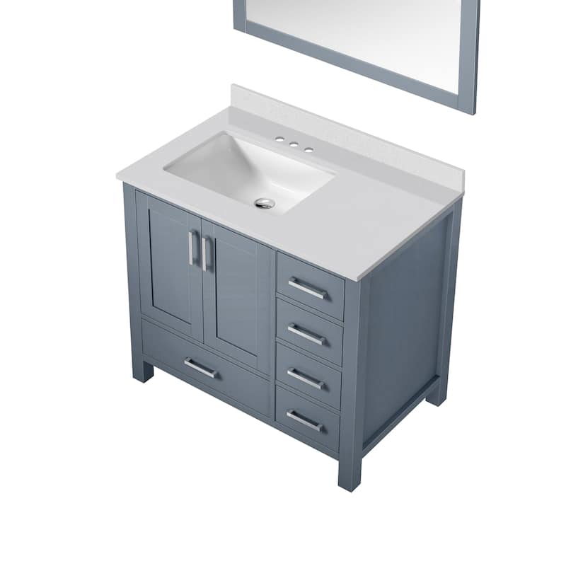 Jacques 36 in. W x 22 in. D Left Offset White Bath Vanity, Cultured Marble Top, and 34 in. Mirror
