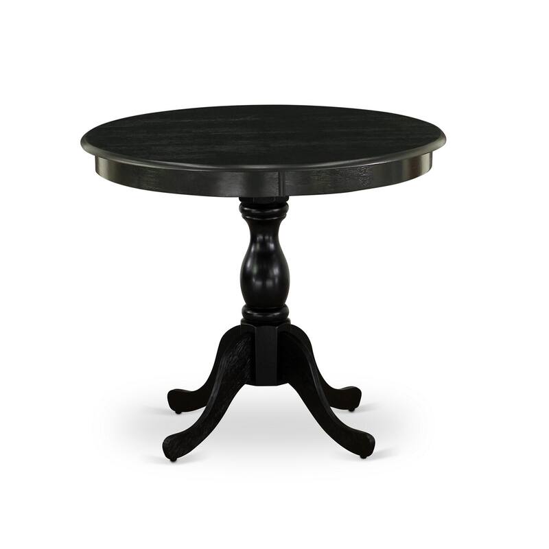 NeoClassical Dinette Set 3Pc - Modern Dining Table & Chairs - Black Finish Wood Seat