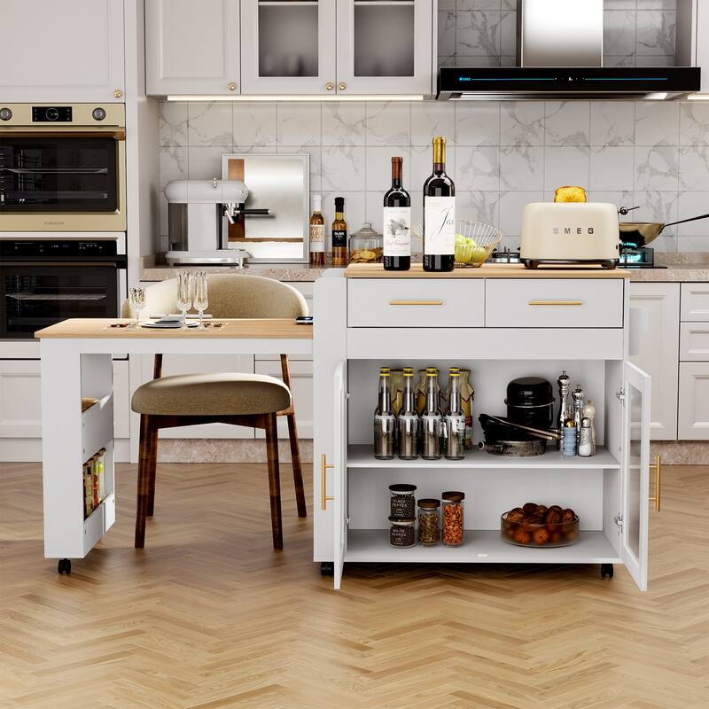 71'' Kitchen Island with Extendable Table