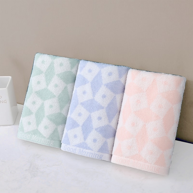 Geometric Pattern Hand Towels, Cotton Soft Absorbent Bathroom Towel for Hand Drying and Face Washing