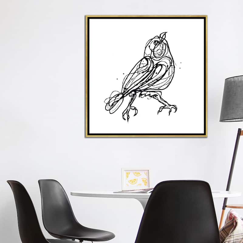 iCanvas "Chin Up - Cute Little Bird Jackson Pollock Style Drawing" by OLena Art Framed