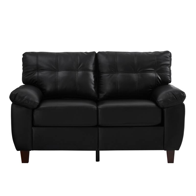 Roomfitters 59" Modern Loveseat with Wide Armrests, Faux Leather Couch with Storage for Living Room, Upholstered PU