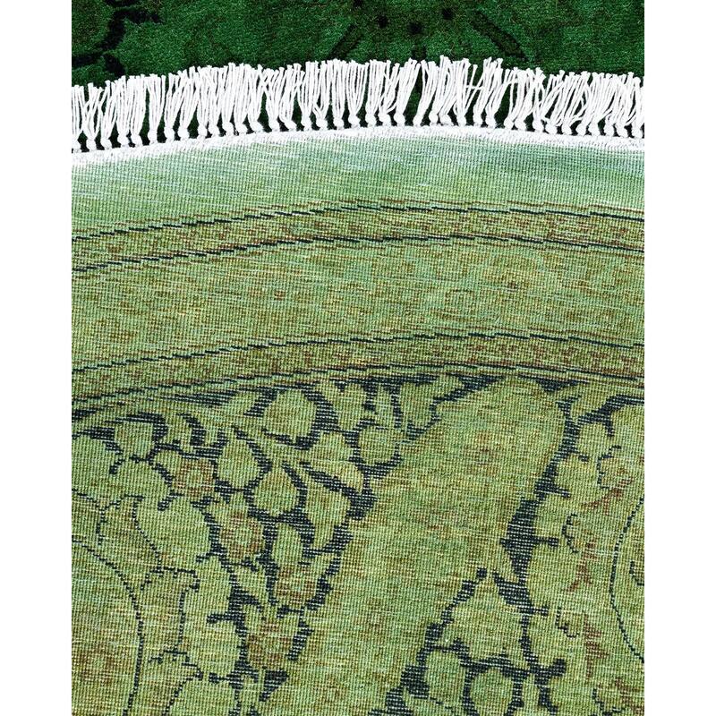 Overdyed, One-of-a-Kind Hand-Knotted Area Rug - Green - 9' 1" x 9' 1"
