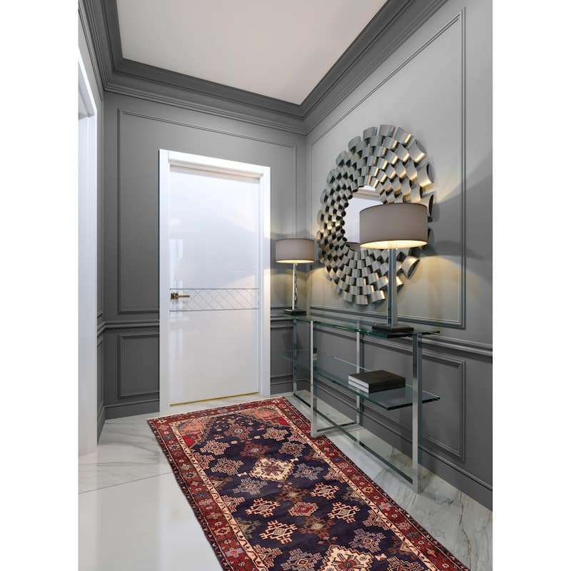 ECARPETGALLERY Hand-knotted Andelz Navy Wool Rug - 3'3 x 8'6