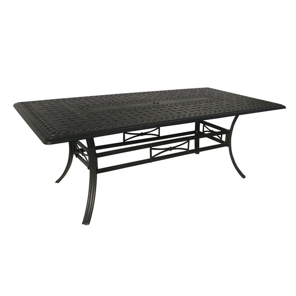 84 Jet Black Rectangular Aluminum Outdoor Patio Dining Table W 84 Jet Black Rectangular Aluminum Outdoor Patio Dining Table W Umbrella Hole
