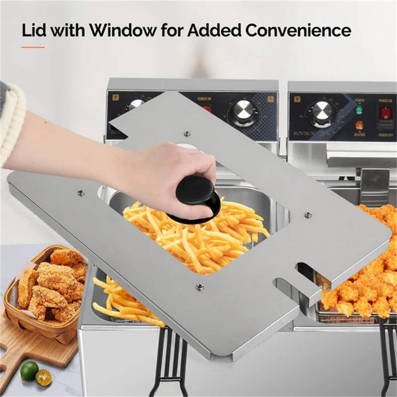 36QT 110V 6600W Double Tank Electric Deep Fryer with Timer