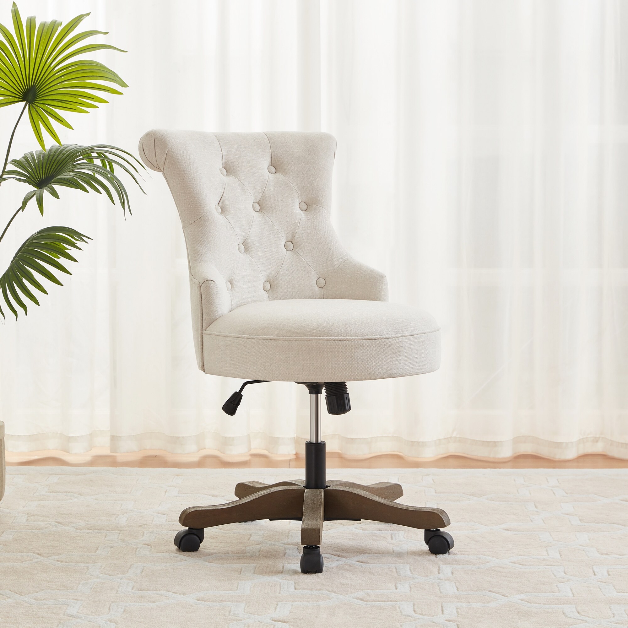Linen office online chair with wheels