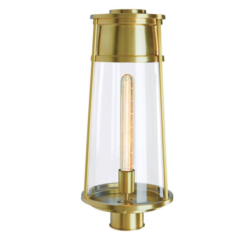 Elk Home Cone Outdoor Post Lantern Light - Matte Black - Satin Brass