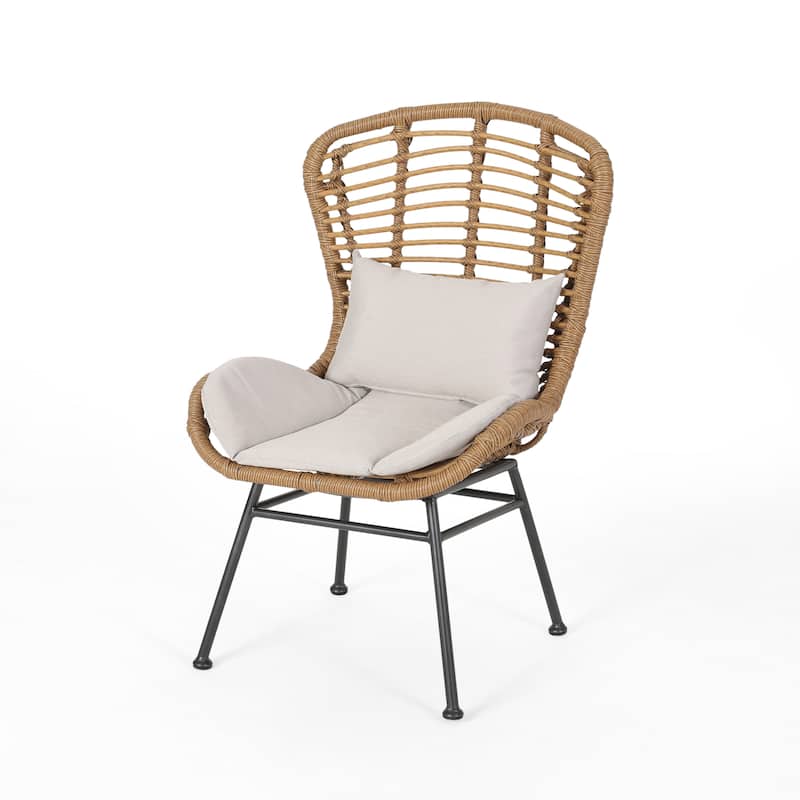 Rattan Outdoor Accent Chair with Cushions for Patio, Balcony