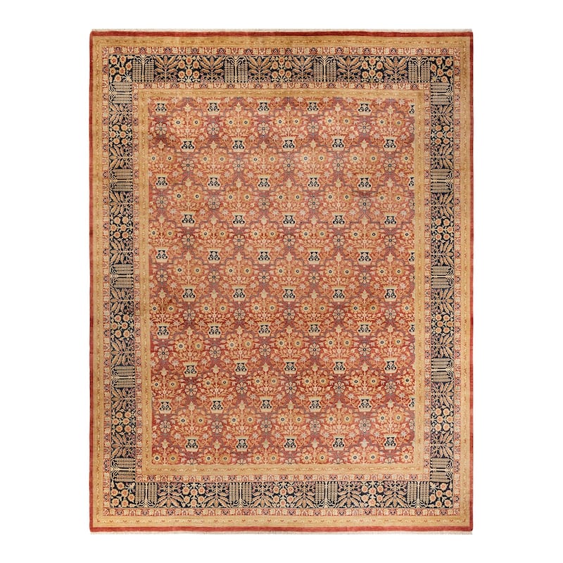 Overton Hand Knotted Wool Vintage Inspired Traditional Mogul Orange Area Rug - 9' 2" x 12' 0"
