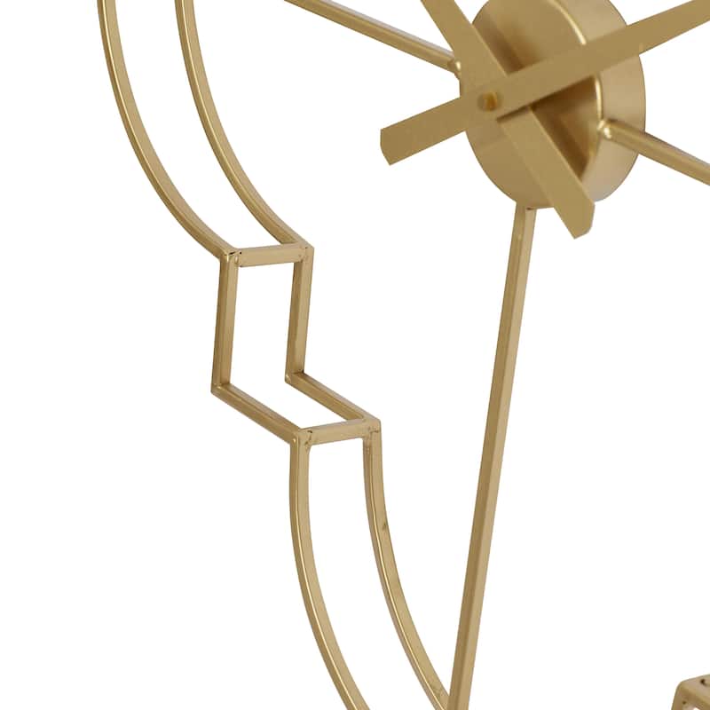 Metal Open Frame Quatrefoil Decorative Wall Clock - Gold - CosmoLiving by Cosmopolitan
