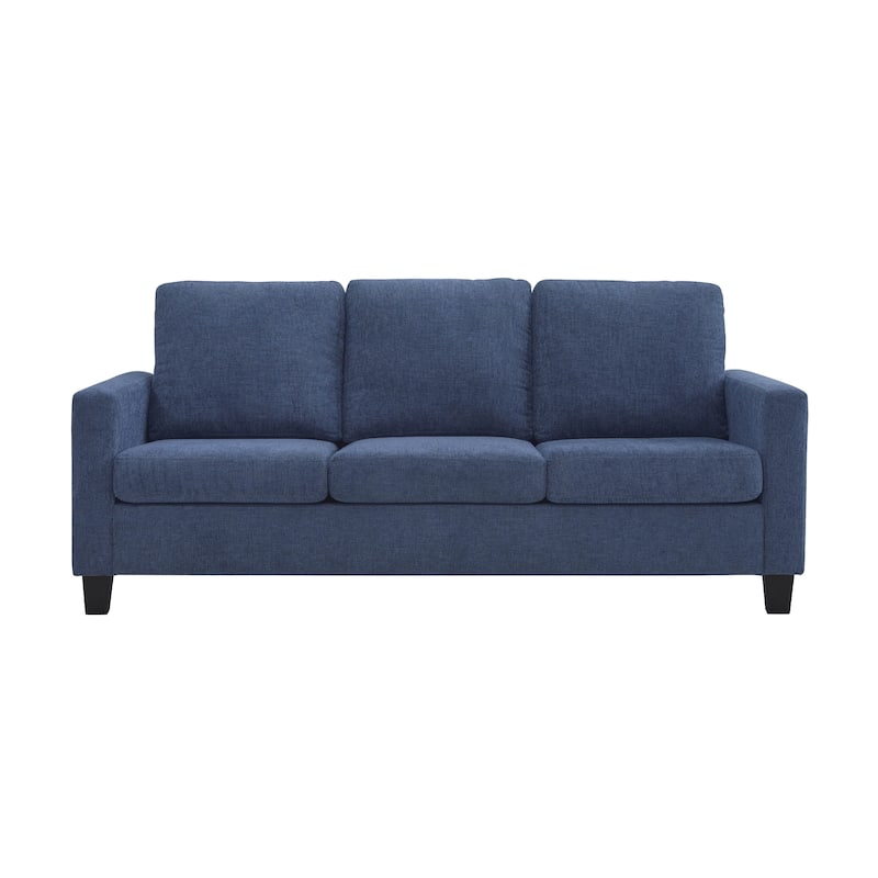 Mihi Sofa, Blue Chenille, 76 Inch, Black Tapered Wood Legs