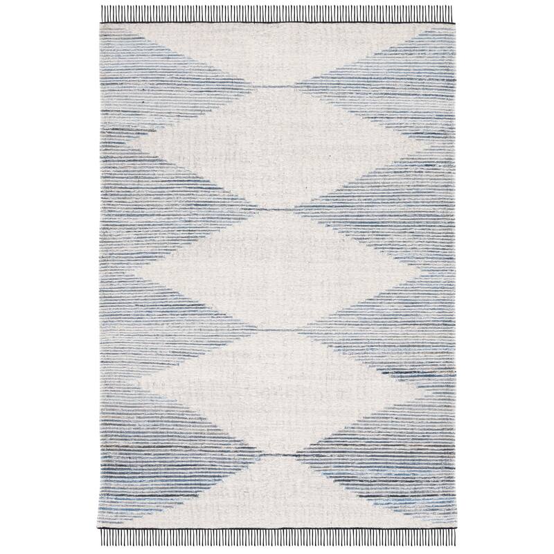 SAFAVIEH Handmade Kilim Kaili Boho Wool & Jute Rug - 6' Square - Blue/Ivory