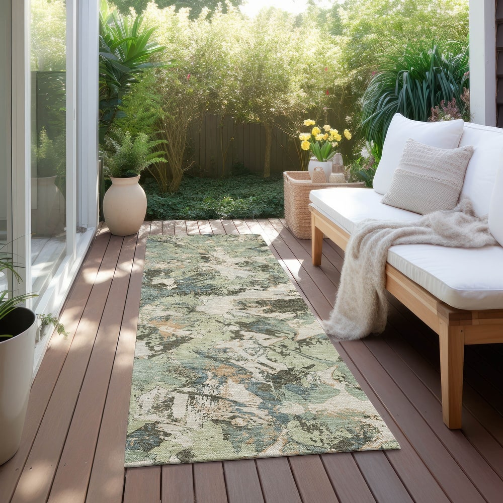 Machine Washable Indoor/ Outdoor Chantille Abstract Contemporary Rug