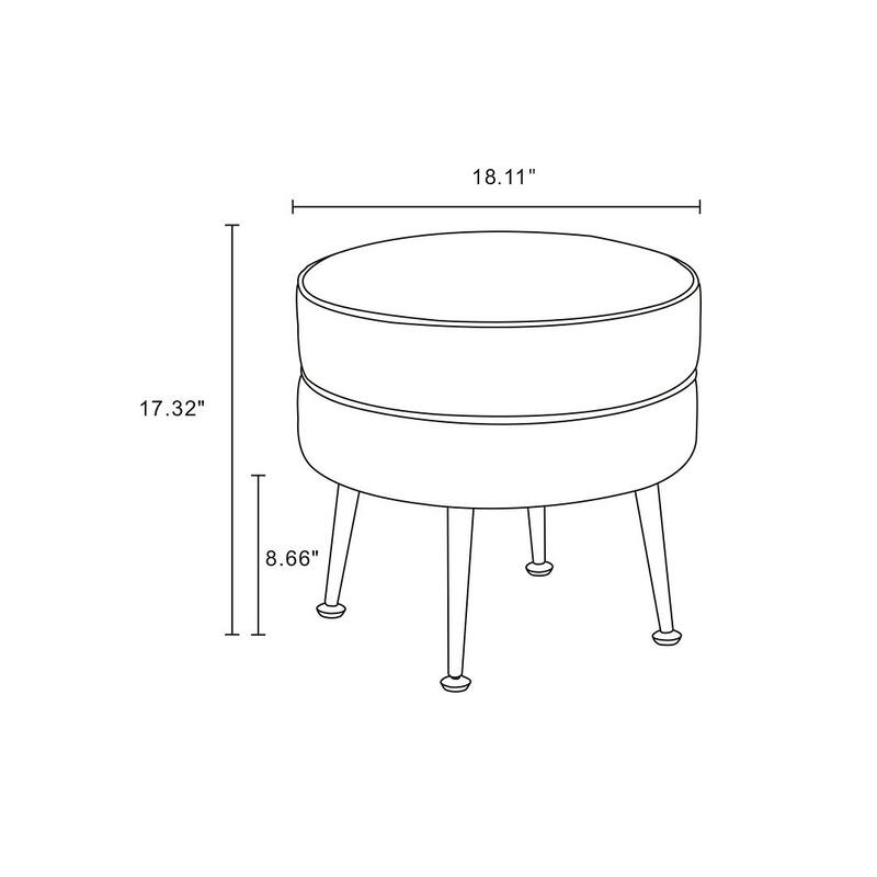 Manhattan Comfort Bailey Mid Century Modern Woven Upholstered Round Ottoman