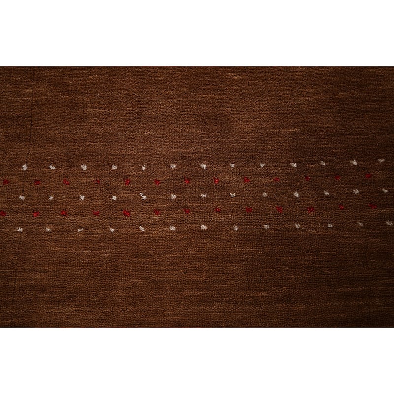 Brown Gabbeh Oriental Area Rug Hand-Knotted Tribal Wool Carpet - 6'9"x 9'7"