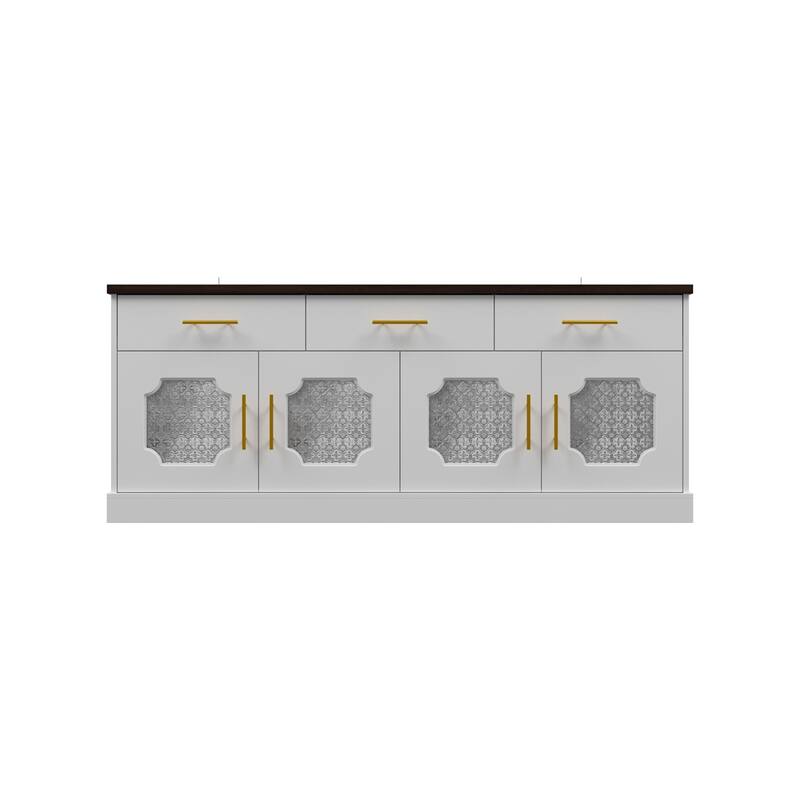 Sideboard Buffet Cabinet with Acrylic Pattern Doors and Gold Handles Bookshelves Bookcase Console Table