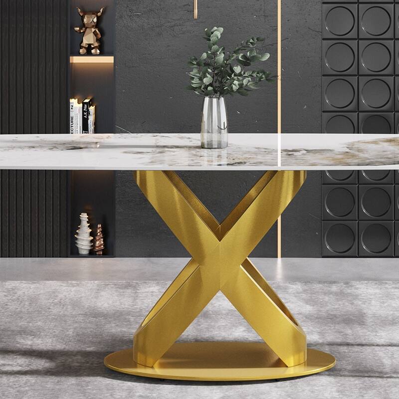 71'' Modern Rectangular Sintered Stone Dining Table for 8