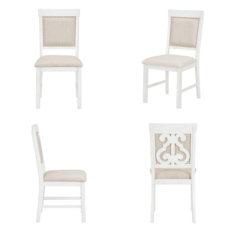 Retro Dining Set with Extendable Table and Upholstered Chair（Set of 5 ...