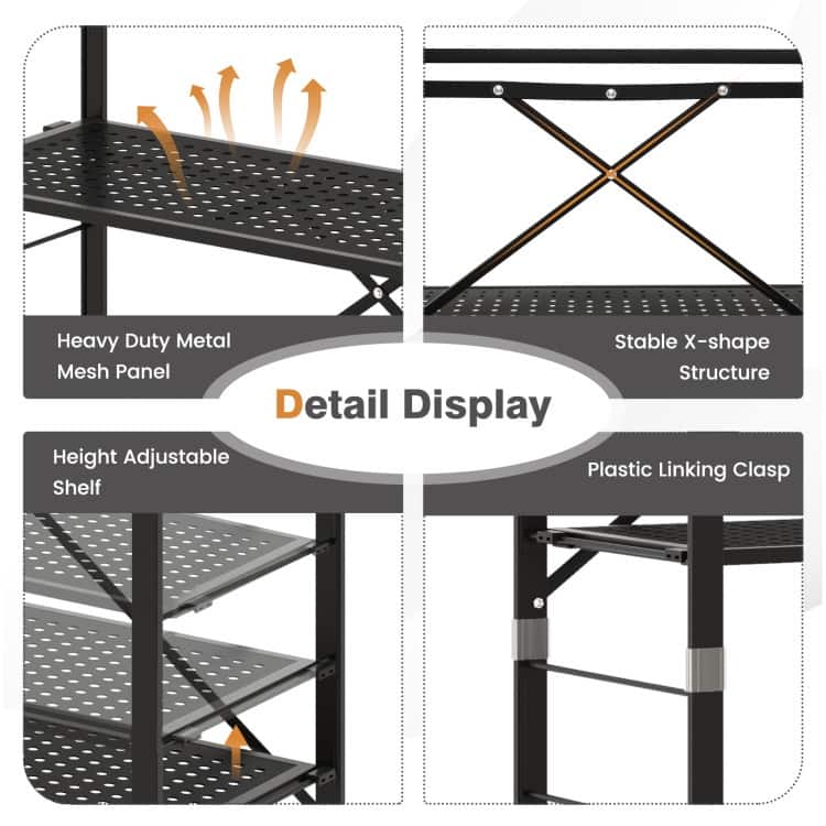 5-Tier Adjustable Shelves with Wheels for Garage Kitchen Balcony - 30" x 13.5" x 60"