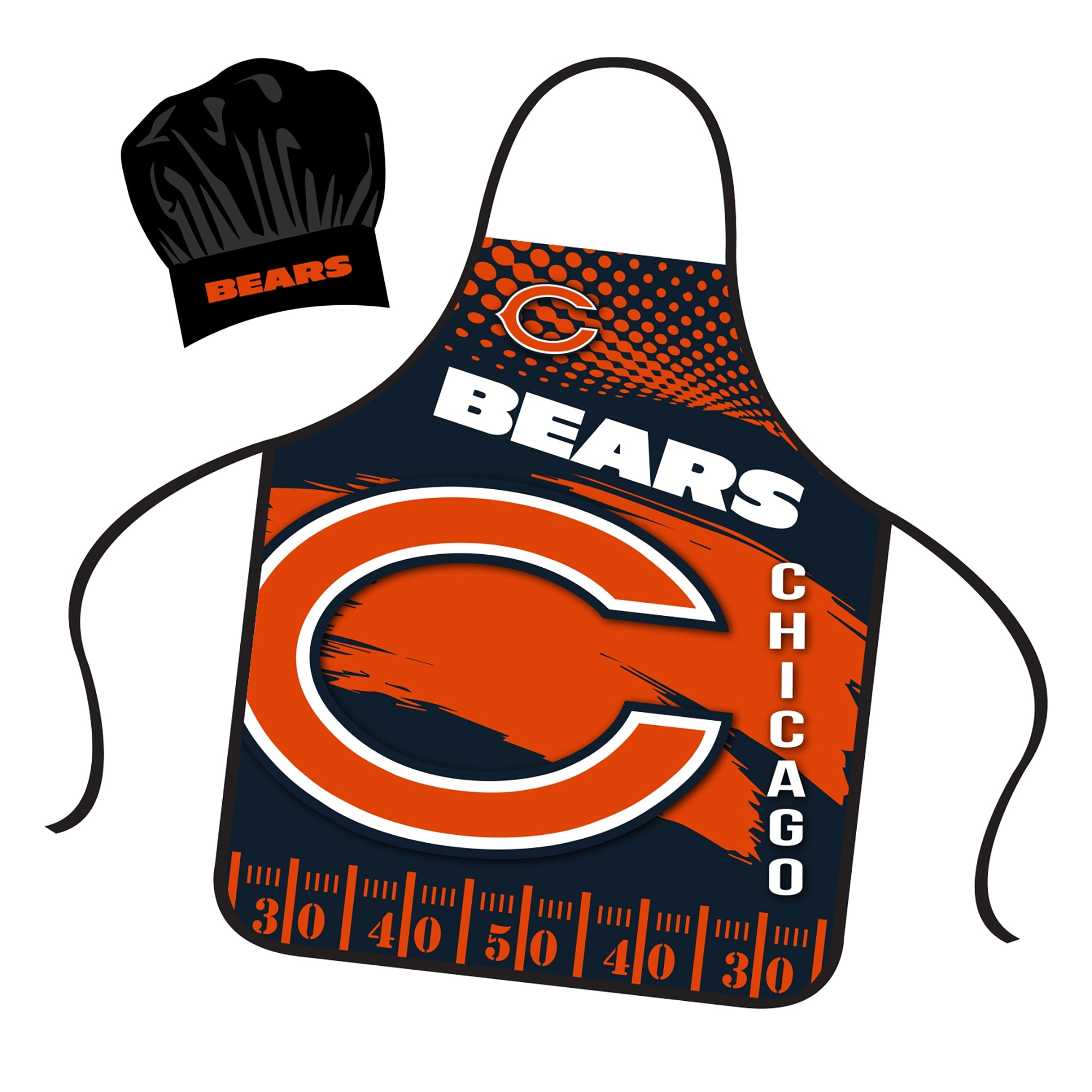 NFL Apron & Chef Hat Set, with Large Team Logo - Chicago Bears - 31" x 25"