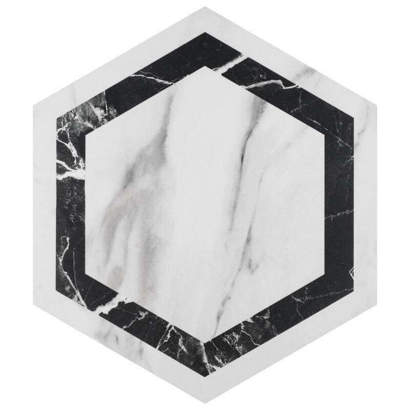 Merola Tile BioTech Hex Venato Deco Dark 11" x 13" Porcelain Floor and Wall Tile