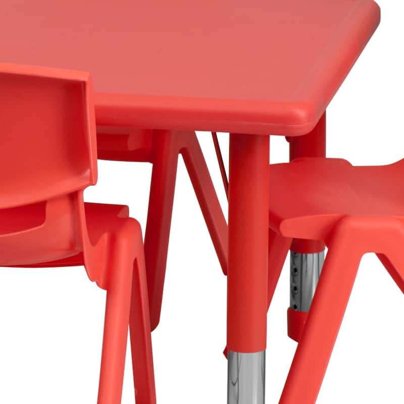 24"W x 48"L Rectangle Plastic Adjustable Activity Table Set - 4 or 6 Chairs