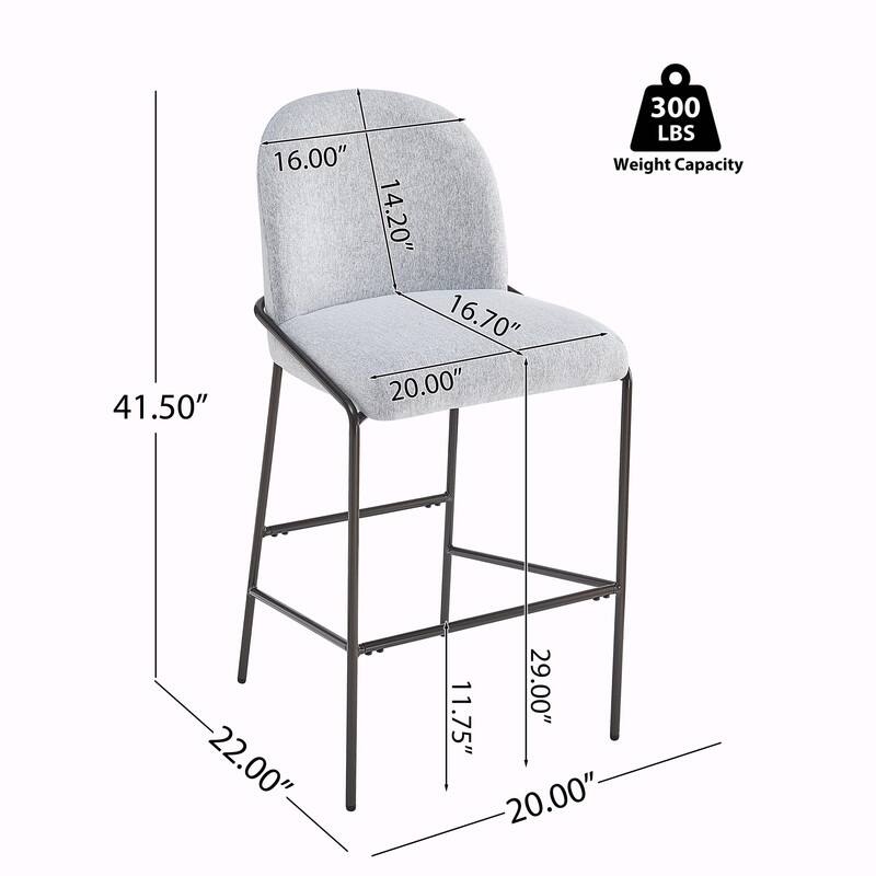 Galen Indoor Upholstered Metal Bar Stools with Gray Fabric and Antique Bronze Finish, Set of 2