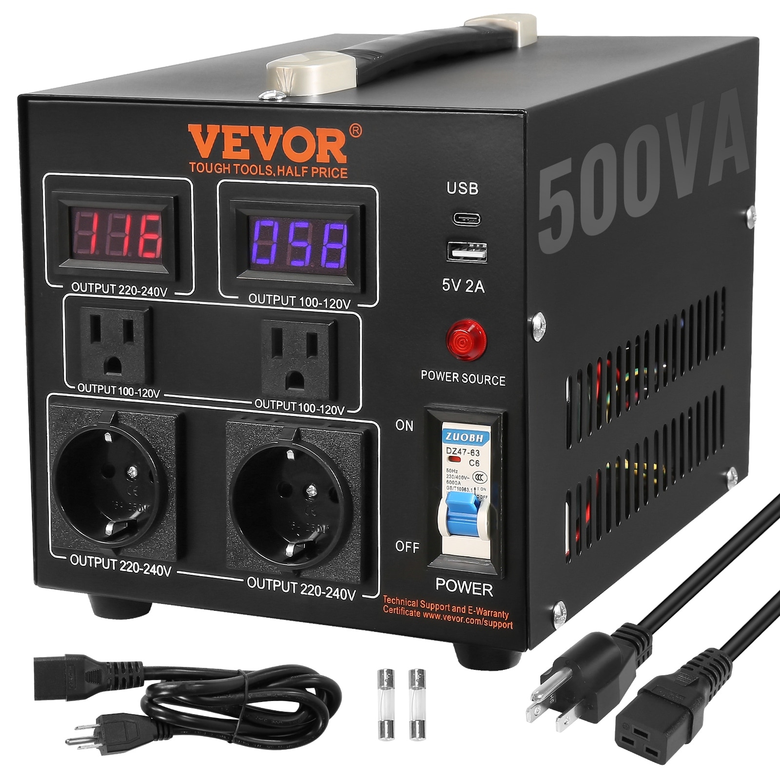 VEVOR Voltage Converter Transformer 500-5000W Heavy Duty Step Up/Down Transformer